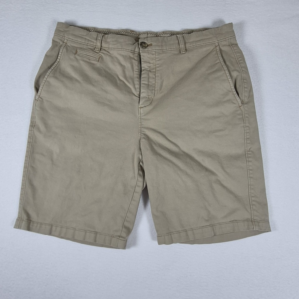 Johnnie-O Chino Shorts Men's 35 Khaki Beige Golf Outdoor Flat Front Stretch